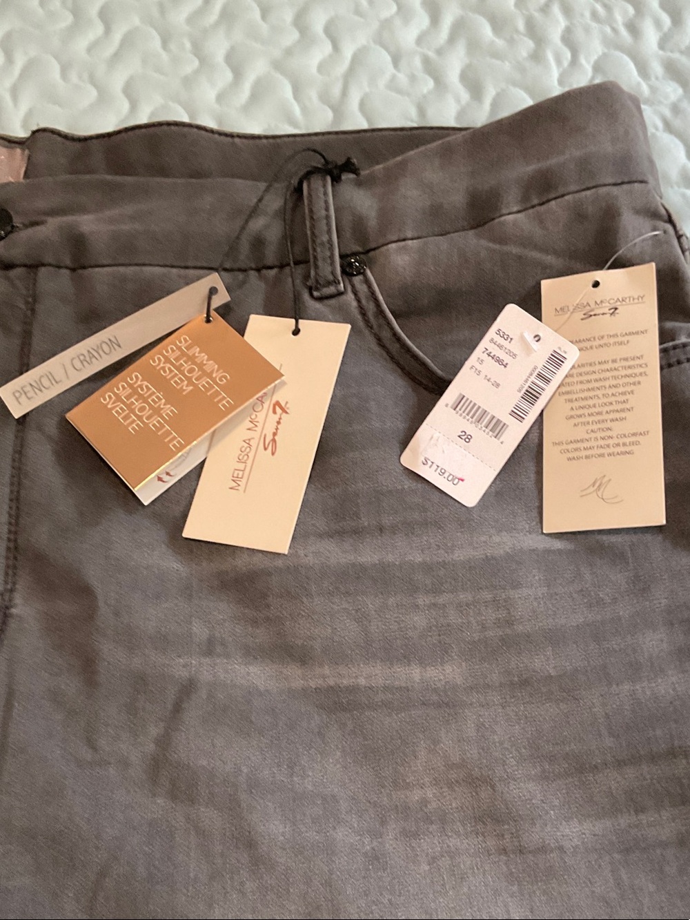 Melissa McCarthy Seven7 women’s Charcoal Drawstring Chinos